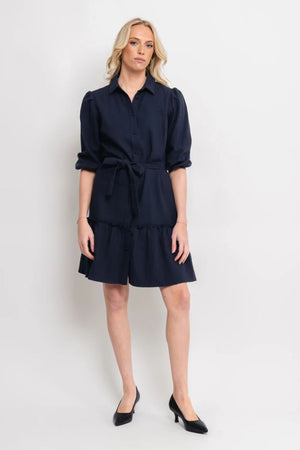 Linen Dress  - Navy