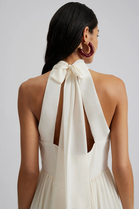 Fern Halterneck Ruffled Mini Dress - White