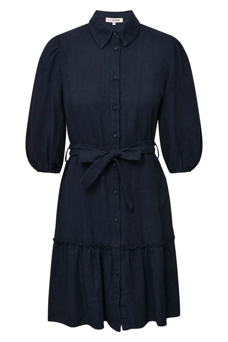Linen Dress  - Navy