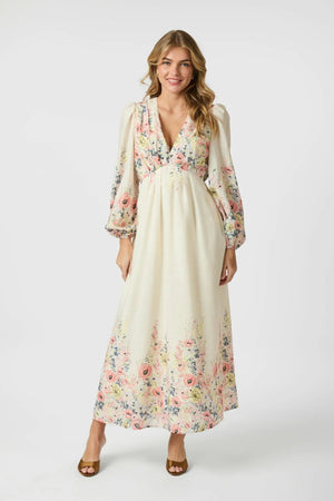Silfi Flower Print Dress - Creme
