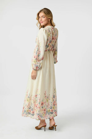 Silfi Flower Print Dress - Creme